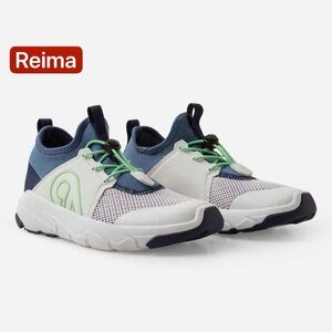 Reima Kids' White & Blue Sneakers with Green Accents